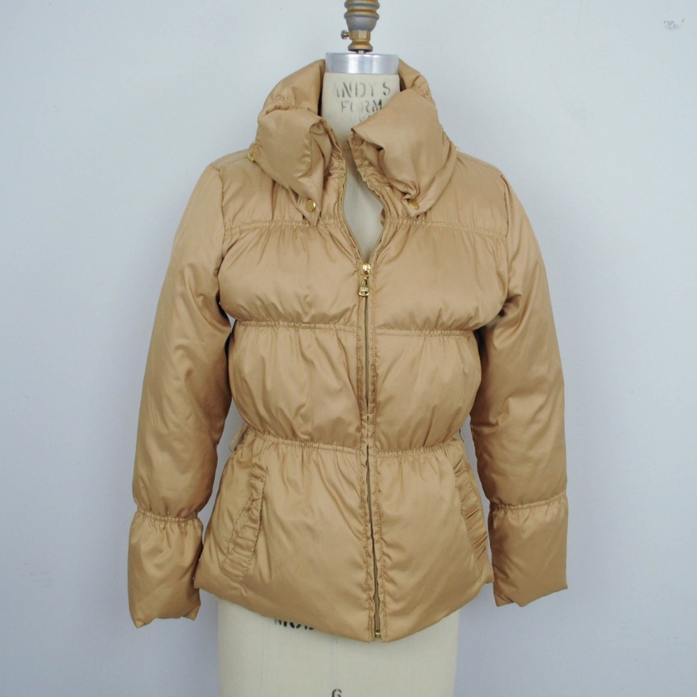 Andrew Marc Tan Puff Jacket with Gold Hardware